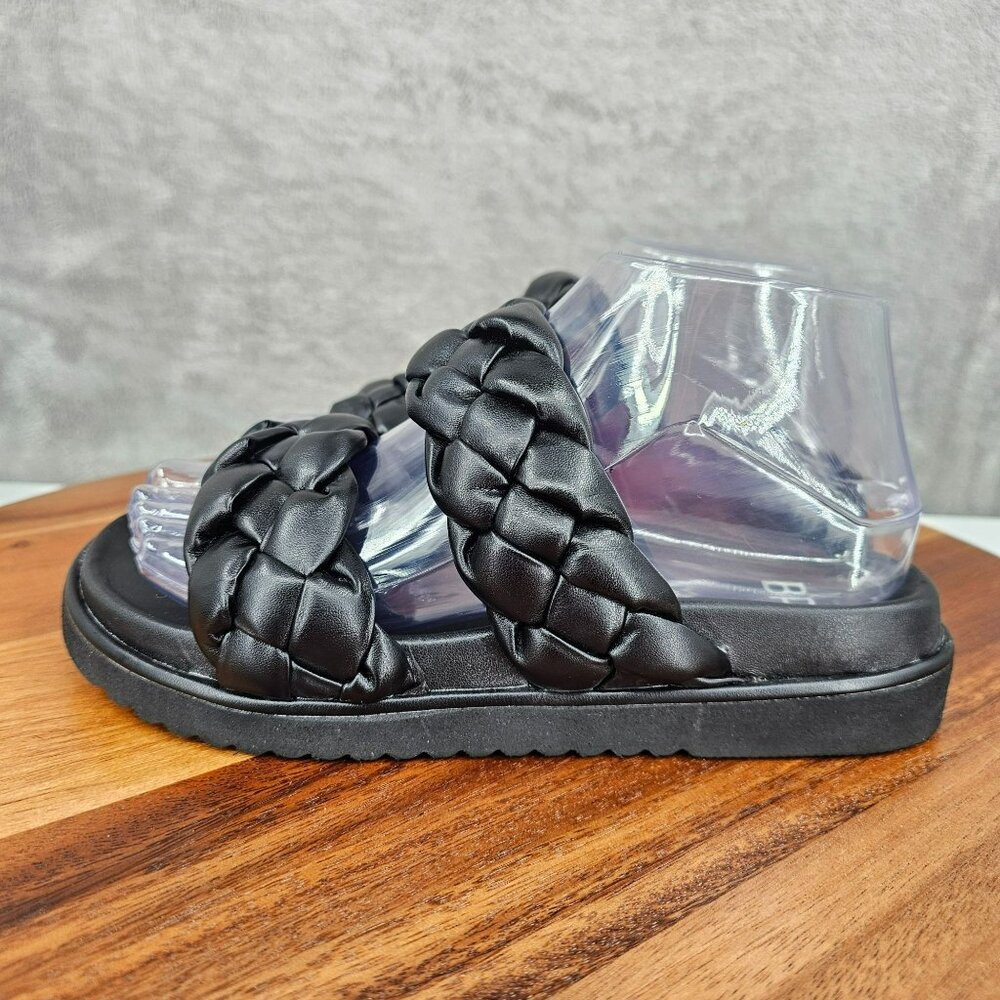 BP Urma Slide Sandals Black Cushy Braided Double Straps Grippy Soles Nordstrom - Picture 9 of 14